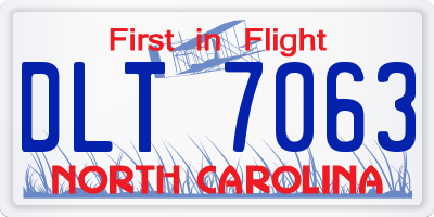 NC license plate DLT7063