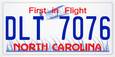 NC license plate DLT7076