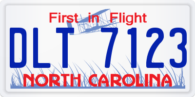 NC license plate DLT7123