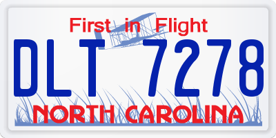 NC license plate DLT7278