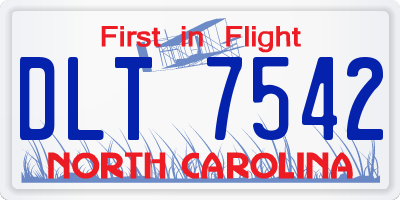 NC license plate DLT7542