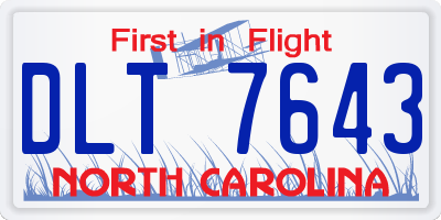 NC license plate DLT7643