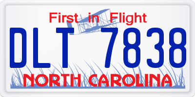 NC license plate DLT7838