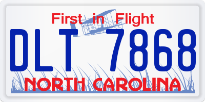 NC license plate DLT7868