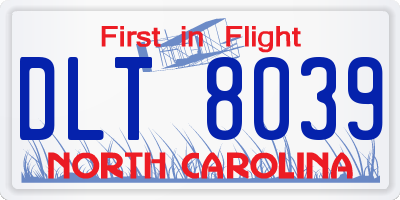 NC license plate DLT8039