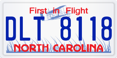 NC license plate DLT8118