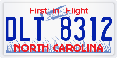 NC license plate DLT8312