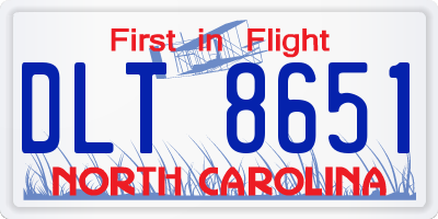 NC license plate DLT8651