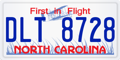 NC license plate DLT8728