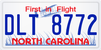 NC license plate DLT8772