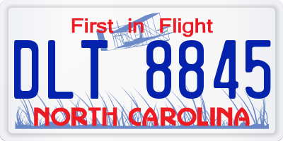 NC license plate DLT8845