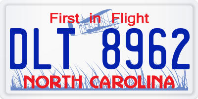 NC license plate DLT8962