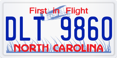 NC license plate DLT9860