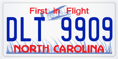NC license plate DLT9909