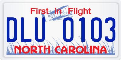 NC license plate DLU0103