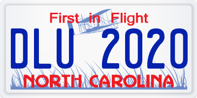NC license plate DLU2020