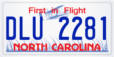 NC license plate DLU2281