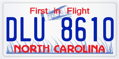 NC license plate DLU8610
