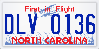 NC license plate DLV0136