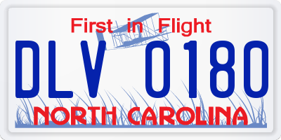 NC license plate DLV0180