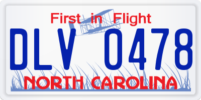 NC license plate DLV0478