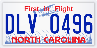 NC license plate DLV0496