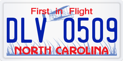 NC license plate DLV0509