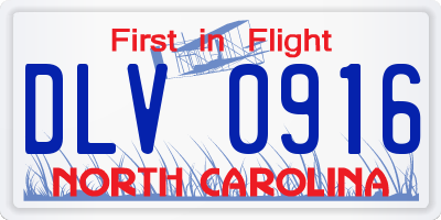 NC license plate DLV0916