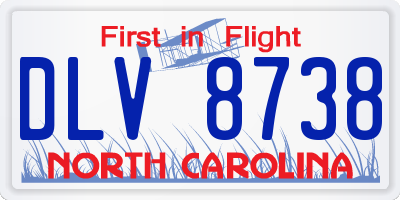 NC license plate DLV8738