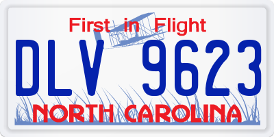 NC license plate DLV9623