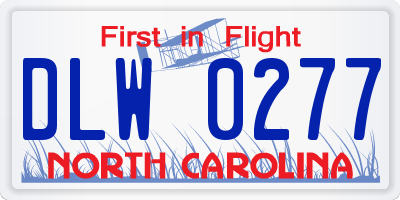 NC license plate DLW0277