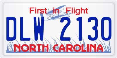 NC license plate DLW2130