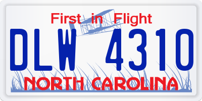 NC license plate DLW4310