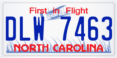 NC license plate DLW7463