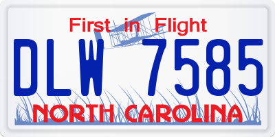NC license plate DLW7585