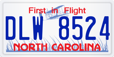 NC license plate DLW8524