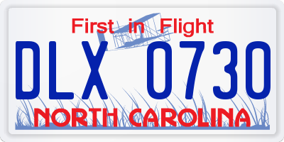 NC license plate DLX0730