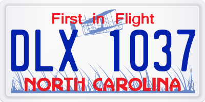 NC license plate DLX1037