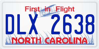 NC license plate DLX2638