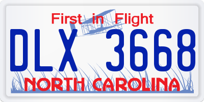 NC license plate DLX3668