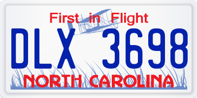 NC license plate DLX3698