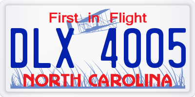 NC license plate DLX4005