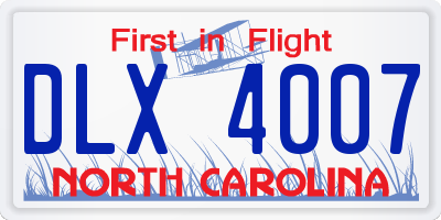 NC license plate DLX4007