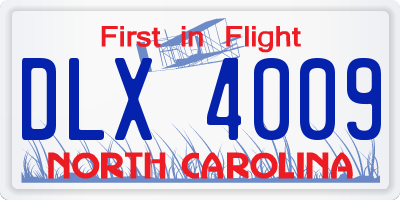 NC license plate DLX4009