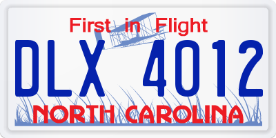 NC license plate DLX4012