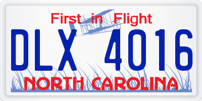 NC license plate DLX4016