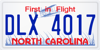 NC license plate DLX4017