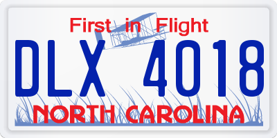 NC license plate DLX4018