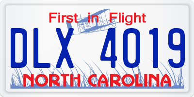 NC license plate DLX4019