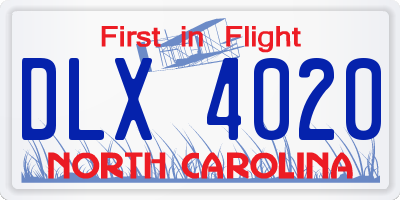 NC license plate DLX4020